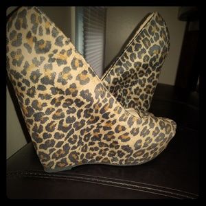 Cheetah Print Peep Toe Wedges